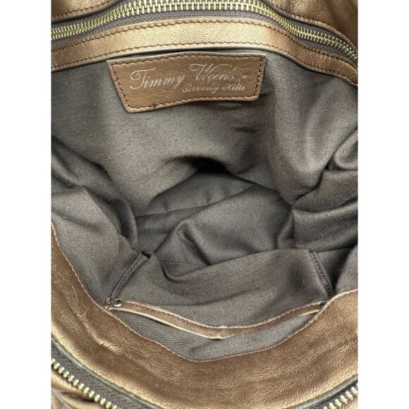 Timmy Woods Metallic Ruched Satchel Shoulder Bag Bronze Gold Convertible Rare - Picture 7 of 10